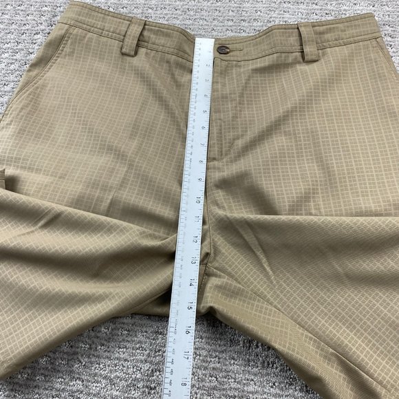 Adidas CLIMALITE Shorts Men 38 Brown Checkered Chino Short Pants Polyester Sport - Picture 12 of 15